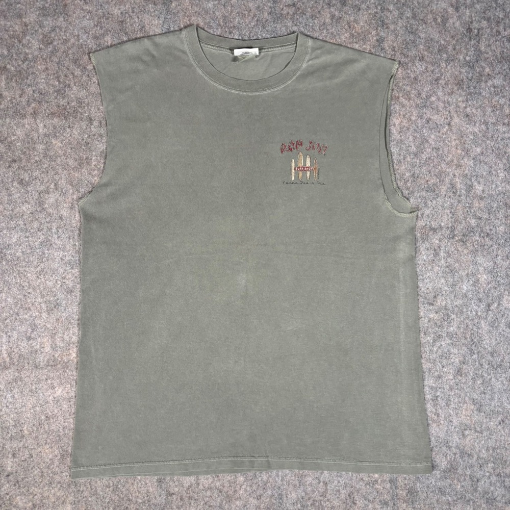 Ron Jon Surf Shop Cocoa Beach Muscle Tee Mens XL Olive Green Sleeveless Tank Top